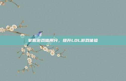 掌握游戏信用分,提升LOL游戏体验