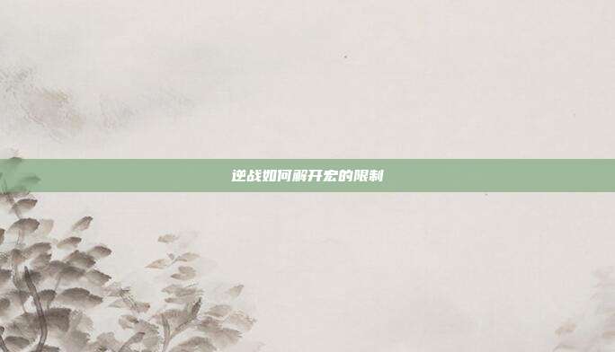逆战如何解开宏的限制
