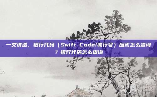 一文讲透,银行代码(Swift Code/联行号)应该怎么查询?银行代码怎么查询