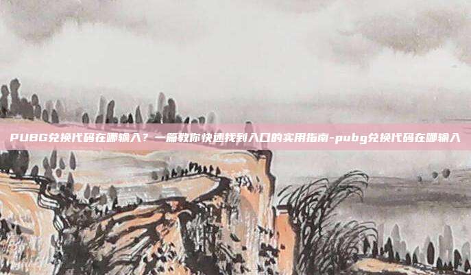 PUBG兑换代码在哪输入?一篇教你快速找到入口的实用指南-pubg兑换代码在哪输入
