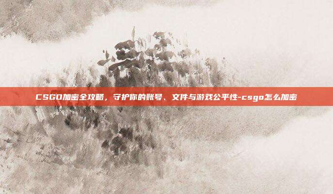 CSGO加密全攻略,守护你的账号、文件与游戏公平性-csgo怎么加密