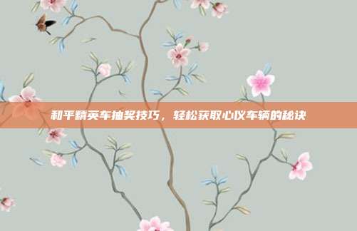 和平精英车抽奖技巧,轻松获取心仪车辆的秘诀