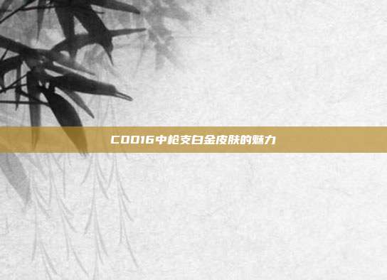 COD16中枪支白金皮肤的魅力