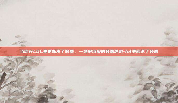 当你在LOL里更新不了装备，一场史诗级的装备危机-lol更新不了装备