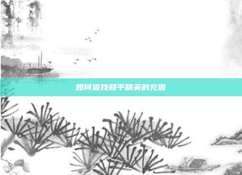 如何查找和平精英的充值