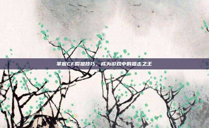 掌握CF瞬狙技巧,成为游戏中的狙击之王