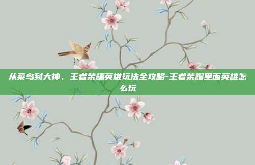 从菜鸟到大神,王者荣耀英雄玩法全攻略-王者荣耀里面英雄怎么玩