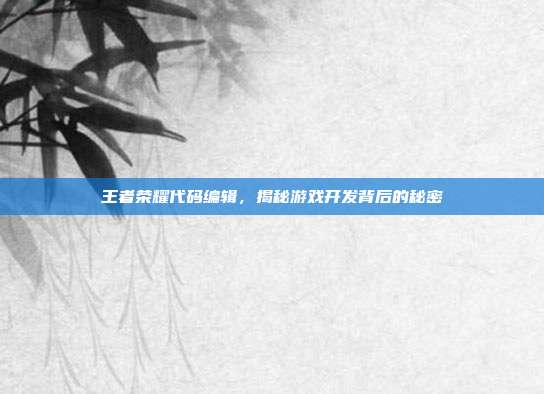 王者荣耀代码编辑,揭秘游戏开发背后的秘密
