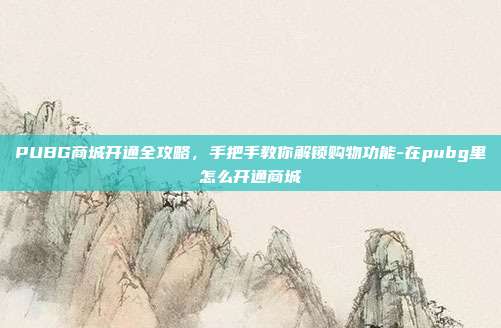 PUBG商城开通全攻略,手把手教你解锁购物功能-在pubg里怎么开通商城