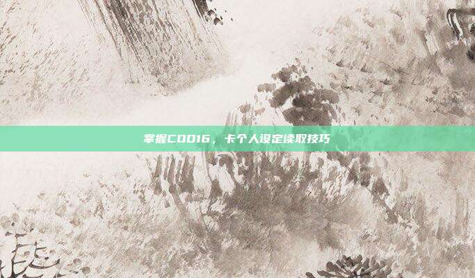 掌握COD16,卡个人设定读取技巧