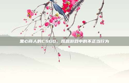 黑心商人的CSGO，揭露游戏中的不正当行为