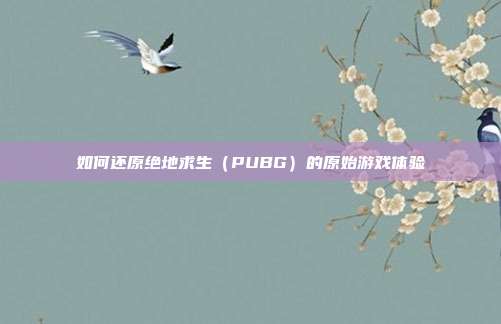 如何还原绝地求生（PUBG）的原始游戏体验