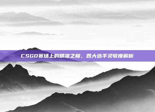 CSGO赛场上的精准之巅,各大选手灵敏度解析