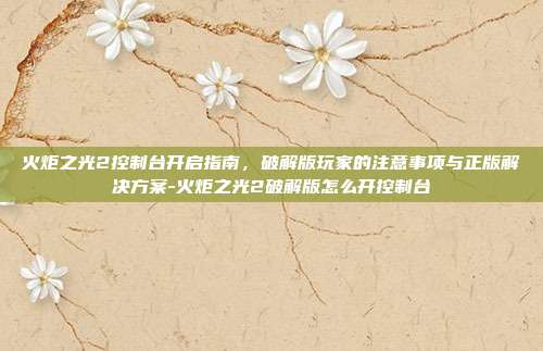 火炬之光2控制台开启指南,破解版玩家的注意事项与正版解决方案-火炬之光2破解版怎么开控制台