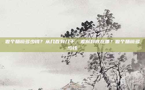 做个肠镜多少钱？从几百到几千，差别到底在哪？做个肠镜多少钱