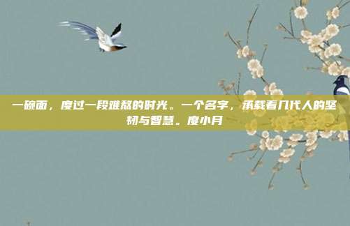 一碗面，度过一段难熬的时光。一个名字，承载着几代人的坚韧与智慧。度小月