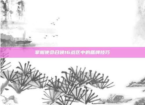 掌握使命召唤16战区中的盾牌技巧