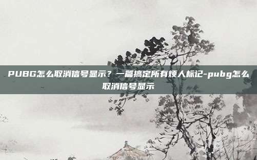 PUBG怎么取消信号显示?一篇搞定所有烦人标记-pubg怎么取消信号显示