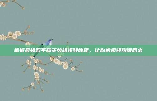 掌握最强和平精英剪辑视频教程，让你的视频脱颖而出