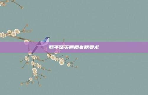和平精英画质有啥要求
