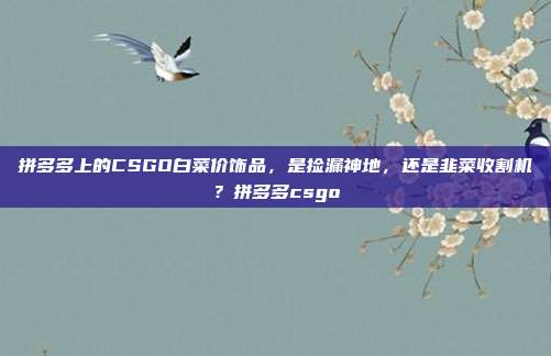 拼多多上的CSGO白菜价饰品，是捡漏神地，还是韭菜收割机？拼多多csgo