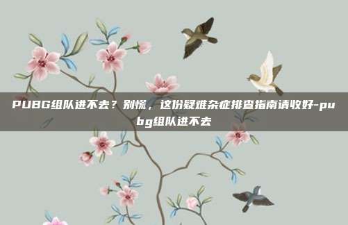 PUBG组队进不去?别慌,这份疑难杂症排查指南请收好-pubg组队进不去