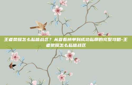 王者荣耀怎么私信战区?从查看榜单到成功私聊的完整攻略-王者荣耀怎么私信战区