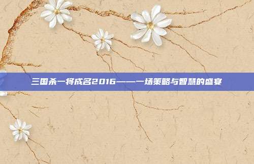 三国杀一将成名2016——一场策略与智慧的盛宴