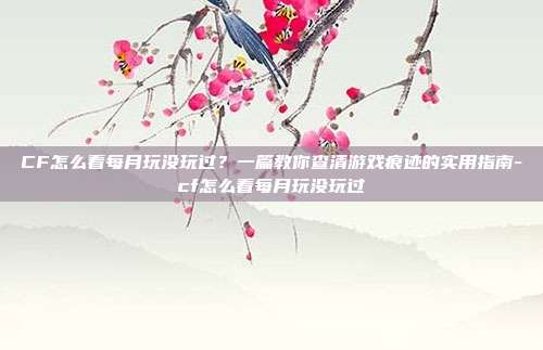CF怎么看每月玩没玩过？一篇教你查清游戏痕迹的实用指南-cf怎么看每月玩没玩过