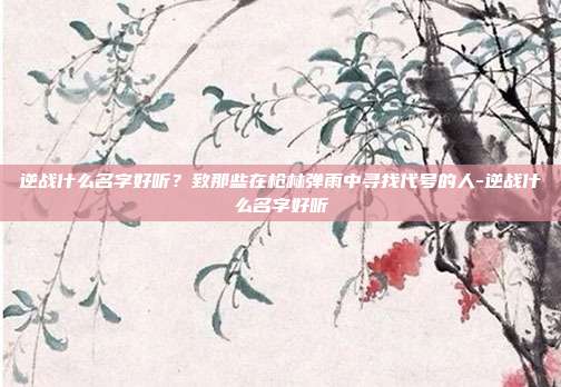 逆战什么名字好听?致那些在枪林弹雨中寻找代号的人-逆战什么名字好听