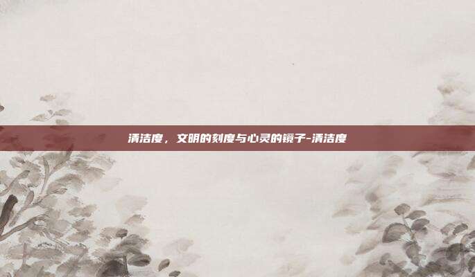 清洁度,文明的刻度与心灵的镜子-清洁度