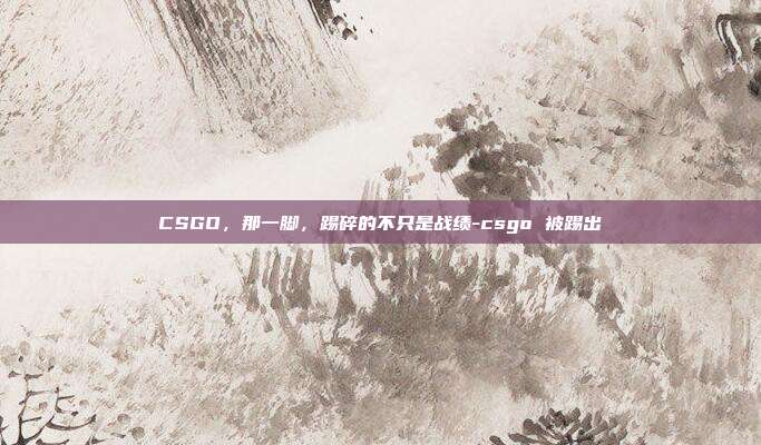 CSGO,那一脚,踢碎的不只是战绩-csgo 被踢出
