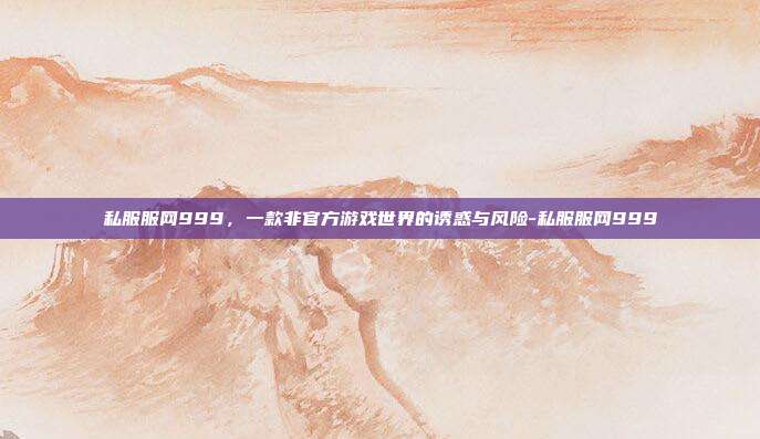 私服服网999,一款非官方游戏世界的诱惑与风险-私服服网999