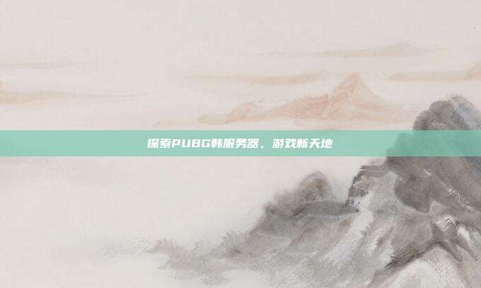 探索PUBG韩服务器,游戏新天地