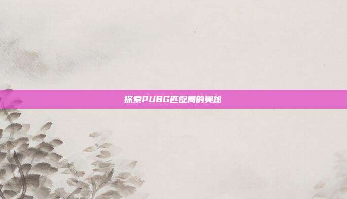 探索PUBG匹配局的奥秘