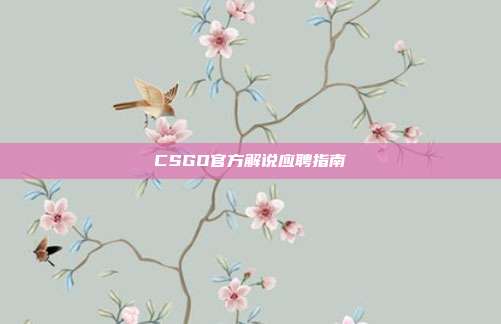 CSGO官方解说应聘指南