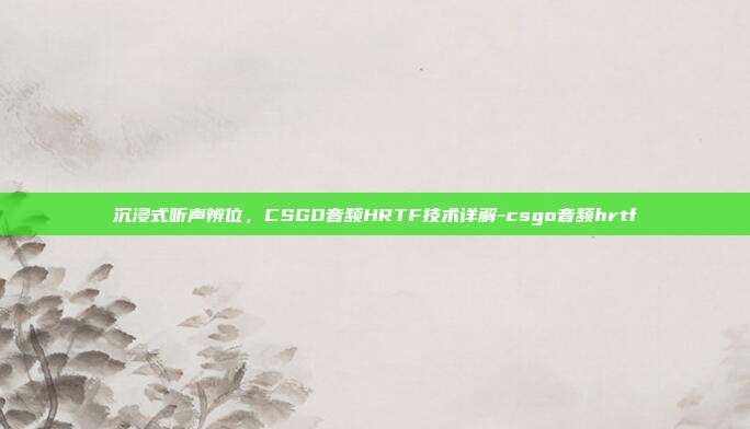 沉浸式听声辨位,CSGO音频HRTF技术详解-csgo音频hrtf
