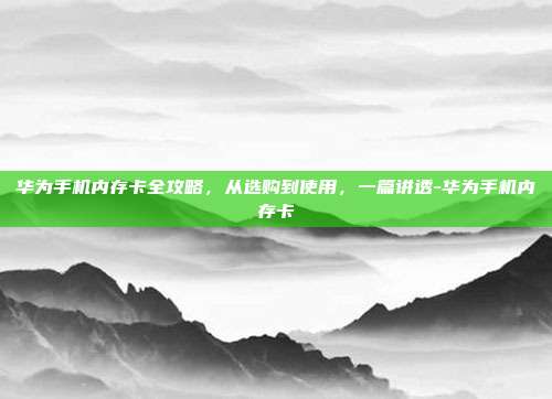 华为手机内存卡全攻略,从选购到使用,一篇讲透-华为手机内存卡