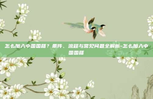 怎么加入中国国籍?条件、流程与常见问题全解析-怎么加入中国国籍