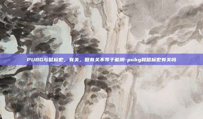 PUBG与鼠标宏，有关，但有关不等于能用-pubg和鼠标宏有关吗