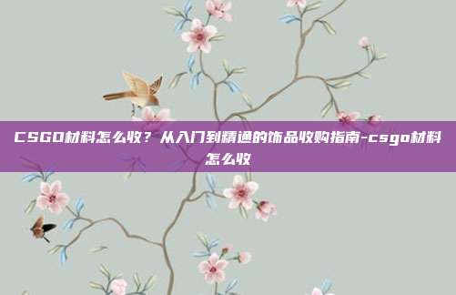 CSGO材料怎么收？从入门到精通的饰品收购指南-csgo材料怎么收