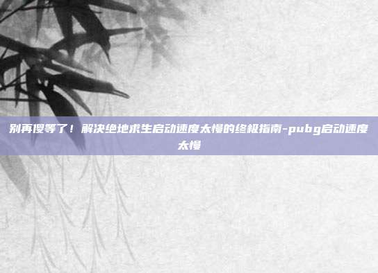 别再傻等了!解决绝地求生启动速度太慢的终极指南-pubg启动速度太慢