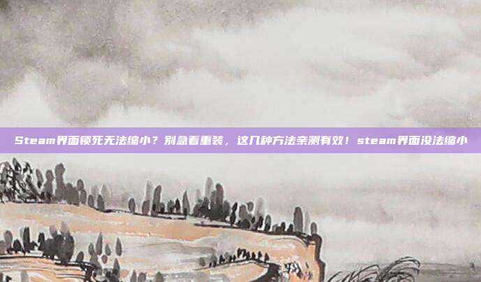 Steam界面锁死无法缩小?别急着重装,这几种方法亲测有效!steam界面没法缩小
