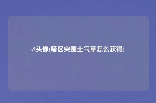 s2头像(暗区突围士气章怎么获得)