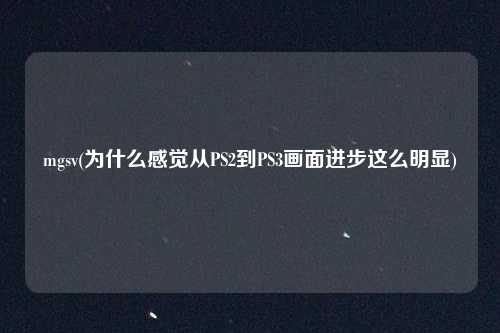 mgsv(为什么感觉从PS2到PS3画面进步这么明显)