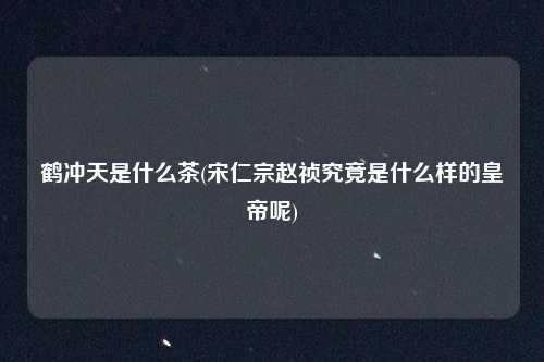 鹤冲天是什么茶(宋仁宗赵祯究竟是什么样的皇帝呢)