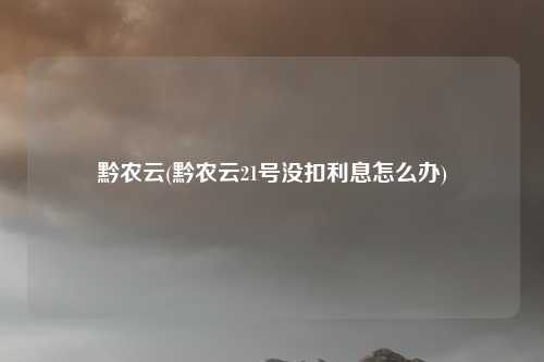 黔农云(黔农云21号没扣利息怎么办)