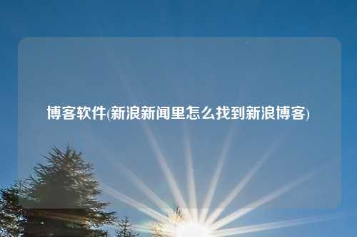博客软件(新浪新闻里怎么找到新浪博客)