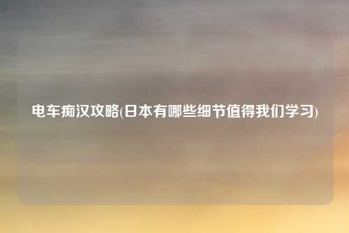 电车痴汉攻略(日本有哪些细节值得我们学习)