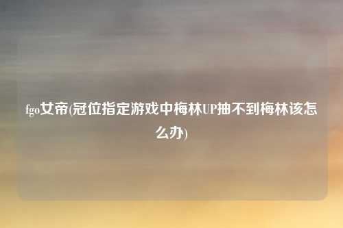 fgo女帝(冠位指定游戏中梅林UP抽不到梅林该怎么办)